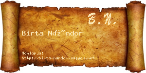 Birta Nándor névjegykártya